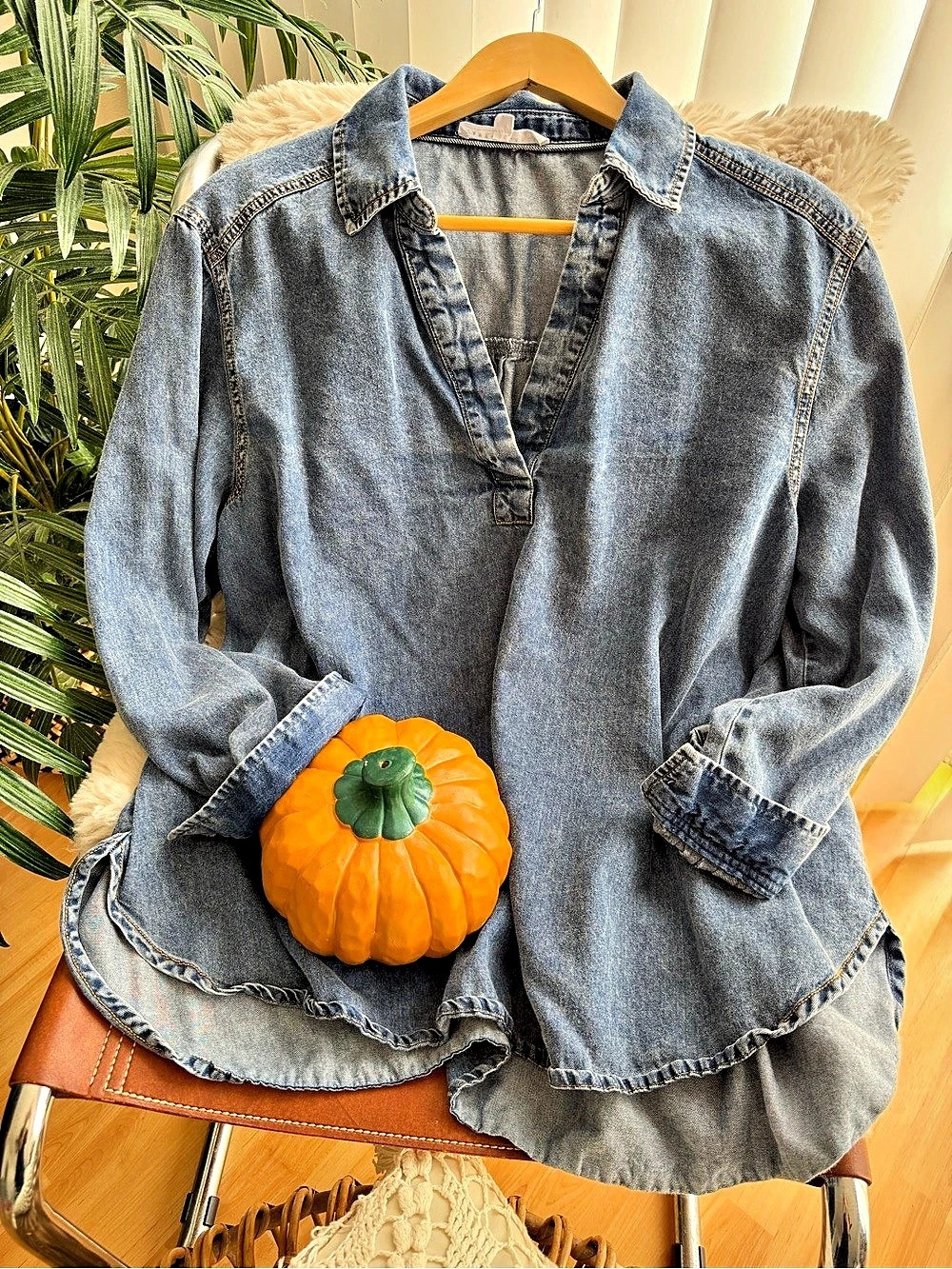 Denim Tunic Top Blue Size 1X